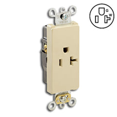 Leviton 16351 Decora Plus Single Back and Side Wired Self-Grounding Receptacle NEMA 5-20R