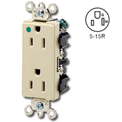 Leviton 16262-HG Hospital Grade 15A/125V Duplex Decora Receptacle