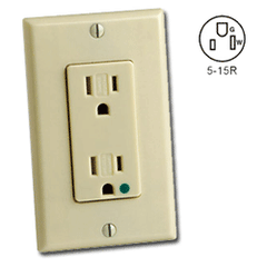 Leviton 16262-SG Hospital Grade 15A/125V Tamper Resistant Duplex Decora Receptacle