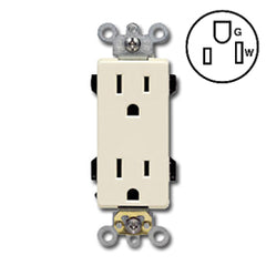 Leviton 16252 Duplex Back and Side Wired, Self-Grounding NEMA 5-15R