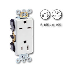 Leviton 16292 Back and Side Wired, Self-Grounding 125V/250V Dual Voltage NEMA 5-15R & 6-15R