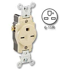 Leviton 5029 Side Wired 15Amp 250V Single Receptacle