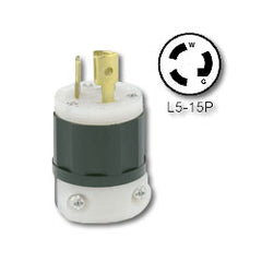 Leviton 4720-C 15 Amp 125V Black and White Locking Plug - Industrial Grade (Grounding)
