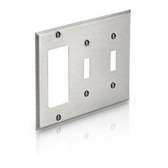 Leviton 84421-40 3-Gang 2-Toggle 1-Decora/GFCI Device, 302 S/S Combination Wallplate