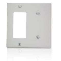 Leviton P1426 2-Gang 1-Blank 1-Decora Device Combination Wallplate