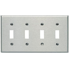 Leviton 84112-40 4-Gang Oversized 4-Toggle Metal Wallplate