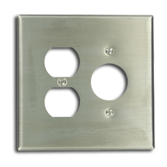Leviton 84146-40 2-Gang 1-Receptacle 1-Single 1.406 Inch Dia. Oversized Metal Wallplate