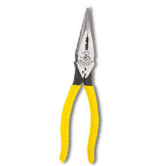 Klein Tools, Inc. D203-8NCR 8" Heavy-Duty Long-Nose Pliers - Side-Cutting, Wire Stipping & Crimping