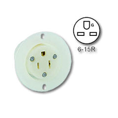 Leviton 15679-C 15 Amp 250V 2-Pole, 3-Wire Flanged Outlet Receptacle