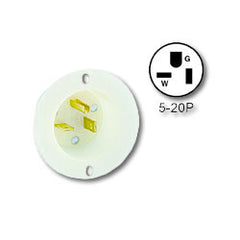 Leviton 15378-C 20Amp 125V 2-Pole, 3-Wire NEMA 5-20 Flanged Inlet Plug