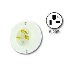Leviton 5478-C 20Amp 250V 2-Pole, 3-Wire Industrial Grade Flanged Inlet Plug