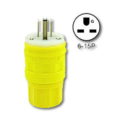 Leviton 14W49 NEMA 6-15P Wetguard Straight Blade Plug