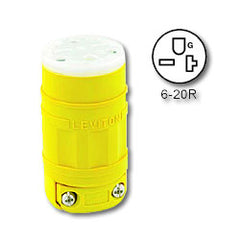 Leviton 1548 20A-250V 2-Pole 3-Wire Dust Guard NEMA 6-20 Connector
