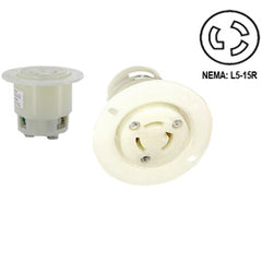 Leviton 4715-C 15 Amp 125 Volt Flanged Outlet Locking Receptacle - Industrial Grade (Grounding)