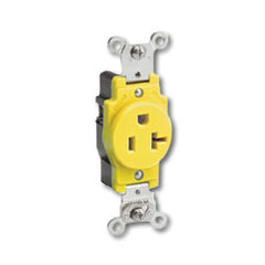 Leviton 5661-CR 15Amp 250V Single Receptacle Smooth Face Yellow Nylon Body