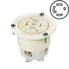 Leviton 2816 30 AMP 120/208V Locking Flanged Outlet with Grounding