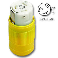 Leviton 6360-CR 50Amp 125V Locking Connector, Yellow Nylon Body and Cord Clamp