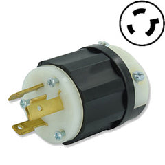 Leviton 2631-PLC 30 AMP, 277V, Lighted Black Nylon Locking Plug with Grounding