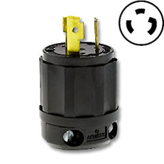 Leviton 2611-PLB 30 AMP, 125V, Lighted All Black Nylon Locking Plug