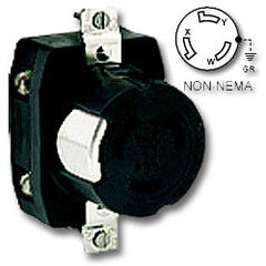 Leviton 6369-CR 50 AMP 125/250V Single Locking Flush Receptacle (Yellow)