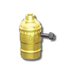 Leviton 7090-PG Metal Shell Lampholder - Removable Turn Knob 2 Circuit 3-Way