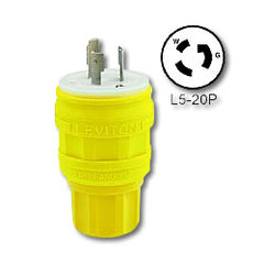 Leviton 26W47 20 Amp Locking Wetguard Plug (Grounding)