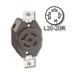 Leviton L-2460 20 Amp Flush Mount Locking Receptacle - Industrial Grade 347/600 Volt 3 Phase (Non-Grounding)