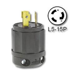 Leviton 4720-CB 15 Amp 125V Black Locking Plug - Industrial Grade (Grounding)
