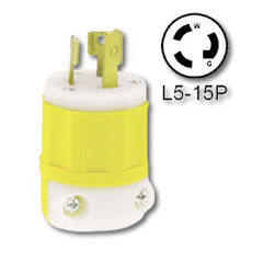 Leviton 4720-CY 15 Amp 125V Yellow Locking Plug - Industrial Grade (Grounding)