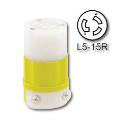 Leviton 4729-CY 15 Amp 125V Yellow Locking Connector - Industrial Grade (Grounding)