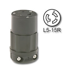 Leviton 4729-CB 15 Amp 125V Black Locking Connector - Industrial Grade (Grounding)