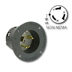 Leviton 3775 50 Amp Flanged Inlet Locking Receptacle - Industrial Grade 250V DC/600V AC (Grounding)