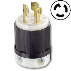 Leviton 3331-C 30 Amp Black and White Locking Plug - Industrial Grade 125/250 Volt (Non-Grounding)