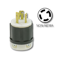 Leviton 3431-C 30 Amp Black and White Locking Plug - Industrial Grade 120/208 Volt 3 Phase (Non-Grounding)