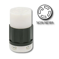 Leviton 3433-C 30 Amp Black and White Locking Connector - Industrial Grade 120/208 Volt 3 Phase (Non-Grounding)