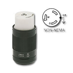 Leviton 3762-C 50 Amp Black and White Locking Connector - Industrial Grade 250 Volt DC/600 AC (Grounding)