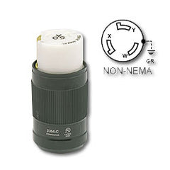 Leviton 3764-C 50 Amp Locking Connector - Industrial Grade 250 Volt DC/600 AC (Grounding)
