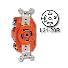 Leviton 2510-IG 20 Amp Flush Mount V-O-MAX Locking Receptacle - Industrial Grade 120/208 Volt 3 Phase (Isolated Ground)