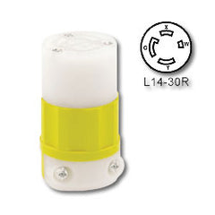 Leviton 2713-CY 30 Amp Locking Connector - Industrial Grade 125/250 Volt (Grounding)