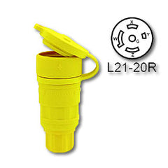 Leviton 27W81 20 Amp Wetguard Locking Connector with Cover - Industrial Grade 120/208 Volt 3 Phase (Grounding)