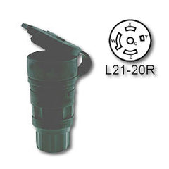 Leviton 27W81-B 20 Amp Black Wetguard Locking Connector with Cover - Industrial Grade 120/208 Volt 3 Phase (Grounding)