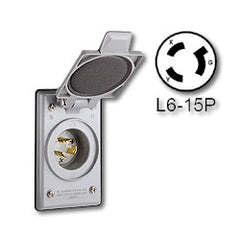 Leviton 4586-CWP 15 Amp 250V Power Inlet Locking Blade Receptacle - Industrial Grade (Self Grouding)