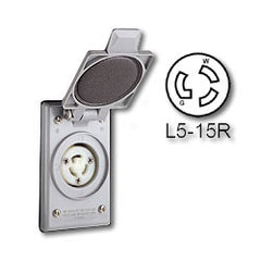 Leviton 4715-CWP 15 Amp 125V Power Outlet Locking Blade Receptacle - Industrial Grade (Grounding)