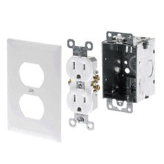 Legrand - On-Q F7526 AC Power Kit (Electrical Box, White Duplex Receptacle, Faceplate)