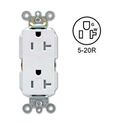 Leviton TDR20 Decora Plus Duplex Receptacle 20 Amp, 125 Volt, NEMA 5-20R