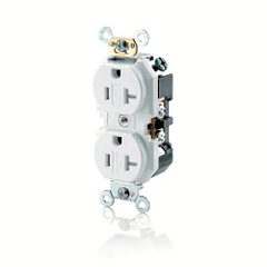 Leviton TBR20 Narrow Body Duplex Receptacle 20 Amp, 125 Volt, NEMA 5-20R
