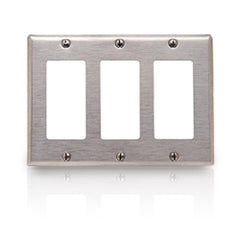 Leviton 103-SO263 Oversized 302 Stainless Steel Wallplate 3-Gang 3-Decora