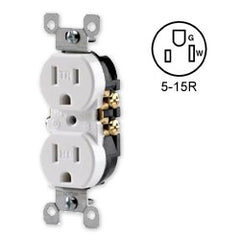 Leviton T5320-S Duplex Receptacle 15 Amp, 125 Volt, Self-Grounding NEMA 5-15R