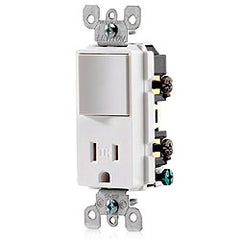 Leviton T5625 Decora Switch and Receptacle Combination 15 Amp, 125 Volt, NEMA 5-15R