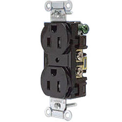 Hubbell BR15TR Duplex Tamper-Resistant Commercial Side and Back Wired Receptacle, NEMA 5-15R